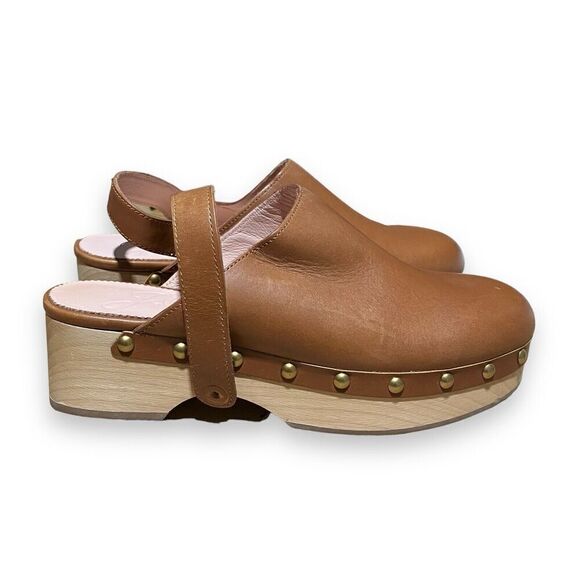 J CREW Women’s Size 7 Brown Convertible Leather Clogs in Rich Oak *Need Repair*‎ - Picture 1 of 9